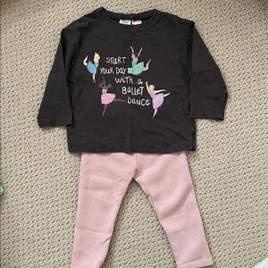 Zara Ballet Dance Top and Gap Pink Lined Leggings Set